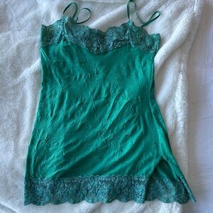 Arden B Green Lace Trim Tank Top
